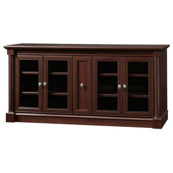 Classic TV Stand, Slim Center Framed Door and Glass Door Cabinets, Select Cherry
