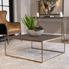 Gold Bronze Faux Shagreen Coffee Table Textured Charcoal Gray Minimalist