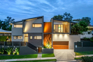 This is an example of a modern two-storey house exterior in Brisbane.