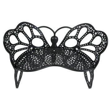 35H x 46W x 27D Outdoor Black Butterfly Bench