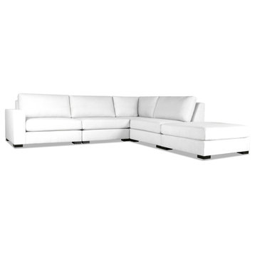 Veranda Sectional WithOttoman, White, 5 Pieces, Design: No Button / Cushion Type