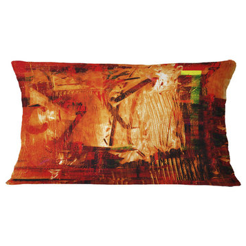 Abstract Fire Red Abstract Throw Pillow, 12"x20"