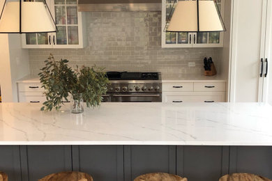Example of a transitional kitchen design in Boston