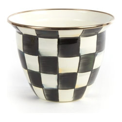 Courtly Check Enamel Flower Pot - Large | MacKenzie-Childs - Indoor Pots And Planters