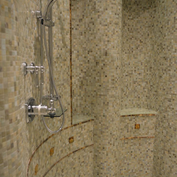 Master Bath with Vast Mosaic Tile Shower