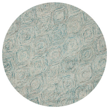 Safavieh Ikat Collection IKT631 Rug, Ivory/Sea Blue, 4' Round