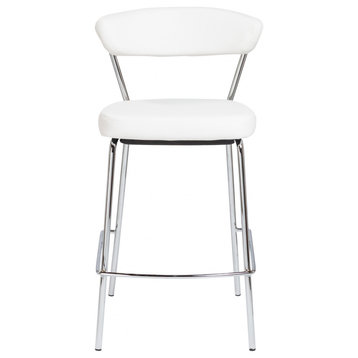 Set of 2 Taper Faux Leather Counter Stools, White