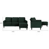 Reversible Sectional Sofa, Deep Tufted Velvet Upholstered Seat, Green