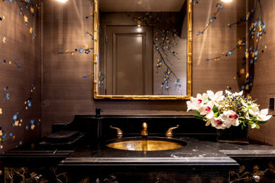 Powder room - zen powder room idea in Los Angeles