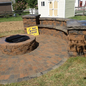 Fire pit, wall of seats, patios, & Walkway Installation in Hanover, PA