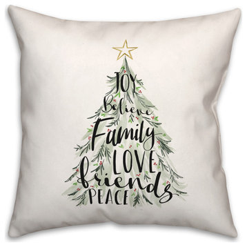 Christmas Tree Words 2 18x18 Spun Poly Pillow
