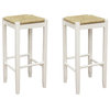 24" American Heritage Rattan Stools, White With Natural Seagrass, Set of 2