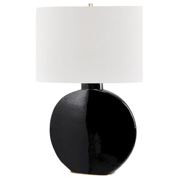 Hudson Valley Kimball 1 Light Table Lamp, Brass/Black/White L1840-AGB-BK