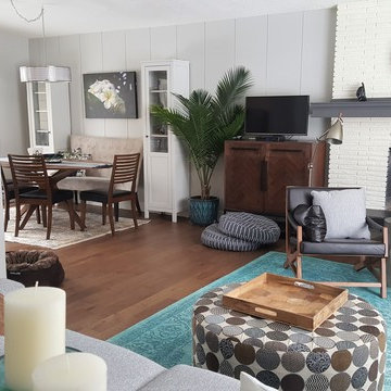 Rustic Midcentury Living & Dining Room