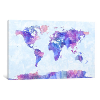 "Map of The World Paint Splashes V" by Michael Tompsett, Canvas Print ...