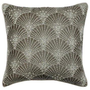 24"x24" Abstract Pearl Embroidery Grey Linen Pillow Cover�- Pearl Memory