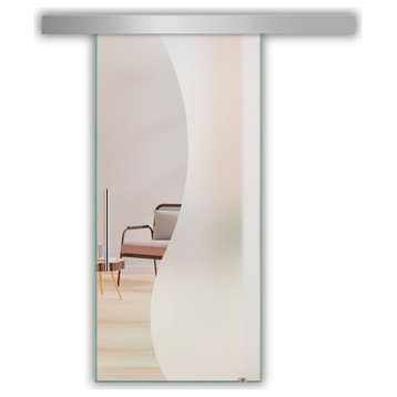 Sliding Glass Door With Designs ALU100, 26"x84"