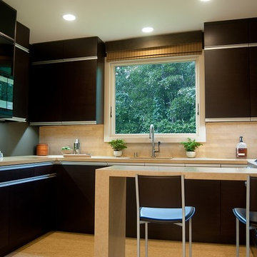 Custom Wenge Veneer Cabinets with Integral Aluminum Pull
