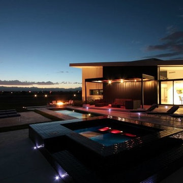 Classy, Modern Lap Pool & All Tile Raised Spa