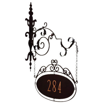 Luxeï¿½Personalized Iron Address Sign House Number Wall Bracket Outdoor 5 Digit