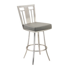 Armen Living - Cleo 26" Modern Swivel Bar Stool, Stainless Steel, Gray - Bar Stools and Counter Stools