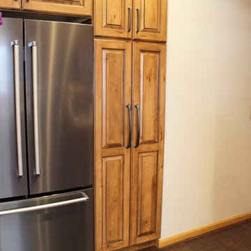 Rural Kewanee Kitchen Remodel With Rustic Beech Cabinets and White Sand Granite