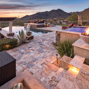 North Scottsdale Modern Backyard with Negative Edge Pool