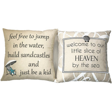 Beach Quote Sea Pillow With Starfish and Shell Pins