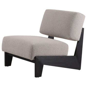Modrest Tucker Mid-Century Light Grey Fabric + Black Walnut Accent Chair