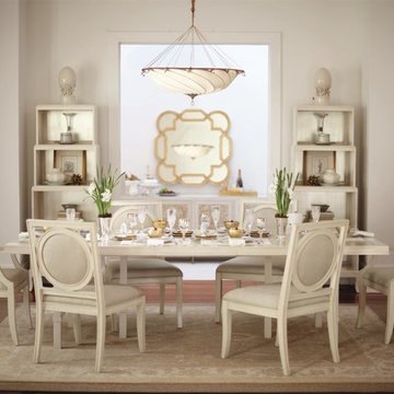 Salon 7 Piece Dining Set with Silk-Screened Shagreen Dining Table