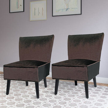 Antonio Lounge Chair, Deep Brown Velvet, Set of 2