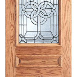 Celtic Design Decorative Glass, 3-Panel 1/2 Lite Front Single Door - Front Doors