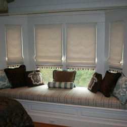 Roman Shade Variations:  Flat Roman at Window Seat - Roman Shades