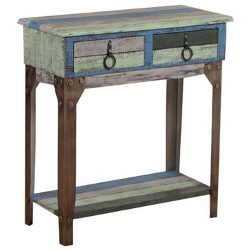 Linon Calypso Small Wood Console Table in Blue