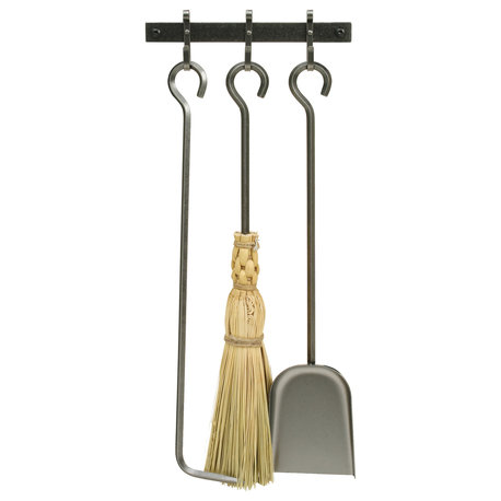 Handcrafted Fireplace Tool Set for Sling Log Rack wBar Hammered Steel