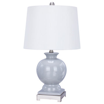 Fangio Lighting's #8943GRN 24 inch Grey Ceramic & Brushed Steel Metal Table Lamp