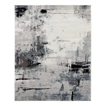 Solstice Grey Tones/White Area Rug, Gray, 7'9"x9'9"