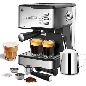 Coffee Machine with 1.5L Water Tank, Espresso and Cappuccino latte Maker