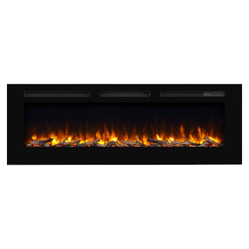 PuraFlame 60" Alice In, Wall Recessed Electric Fireplace, Touch Screen Control