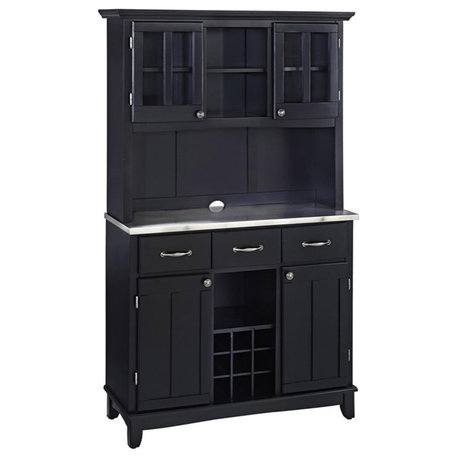Homestyles Buffet of Buffets Wood Buffet with Hutch in Black