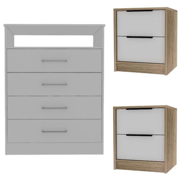Home Square 3-Piece Set with 4-Drawer Dresser & 2 Nightstands