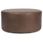 Amanda Erin - 36" Universal Round Ottoman With Slipcover, Avanti Pecan - Avanti 36" Rounds are the perfect blend of downtown style and uptown sophistication. This luxurious faux leather fabric will entice your fashion senses with its supple leather look and feel. The simple design of the Avanti 36" Rounds makes them great to use as side tables, ottomans, alternate seating and more.
