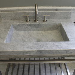 White Carrara Consoles - Bathroom Sinks