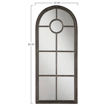 Arched Mirror With Distressed Metal Frame