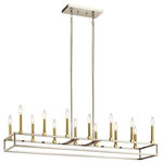 Kichler Lighting - Kichler Lighting 44111PN Finet - Fourteen Light Linear Chandelier - When big spaces require modern style, this 14 light linear chandelier from the Finet famliy delivers. Combing two popular finishes, Polished Nickel with Classic Bronze, in a simple caged design, the look offers brilliance in a sleek package.  Canopy Included: Yes  Sloped Ceiling Adaptable: Yes  Canopy Diameter: 11 x 5Finet Fourteen Light Linear Chandelier Polished Nickel *UL Approved: YES *Energy Star Qualified: n/a  *ADA Certified: n/a  *Number of Lights: Lamp: 14-*Wattage:60w Candelabra Base bulb(s) *Bulb Included:No *Bulb Type:Candelabra Base *Finish Type:Polished Nickel