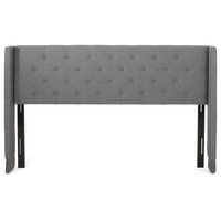 Lewisville Contemporary Upholstered King/Cal King Headboard, Charcoal Gray + Bla