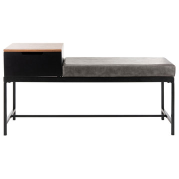 Lennon Bench with Storage Light Brown/ Grey