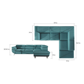 European sectional sleeper sofa COMO
