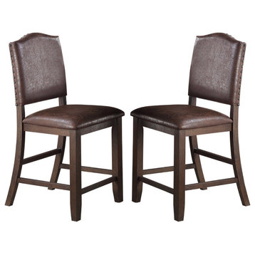 Dark Brown Faux Leather Upholstery High Chair, Set of 2