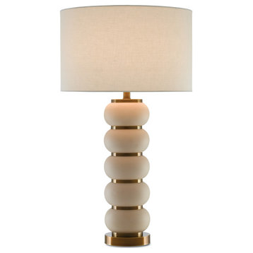 Currey and Company 6000-0276 One Light Table Lamp, White Mud/ Brass